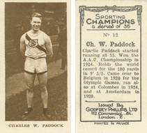 Sporting Champions (Godfrey Phillips) - Charles Paddock